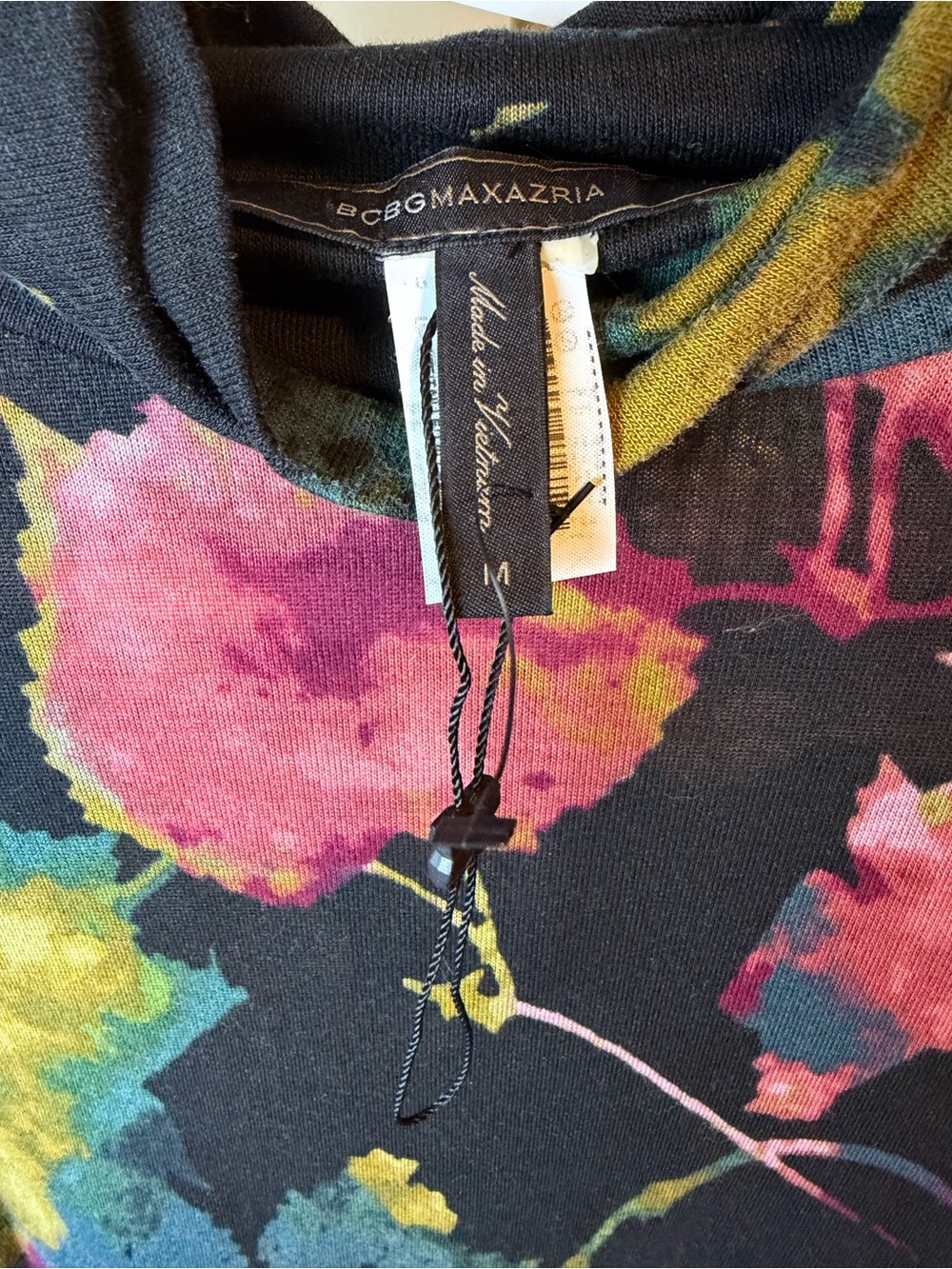 BCBGMaxAzria Black Floral Sheer Turtleneck Top - Picture 3 of 5